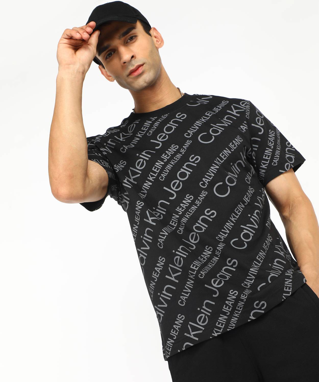 Calvin Klein Jeans Printed Men Round Neck Black T-Shirt