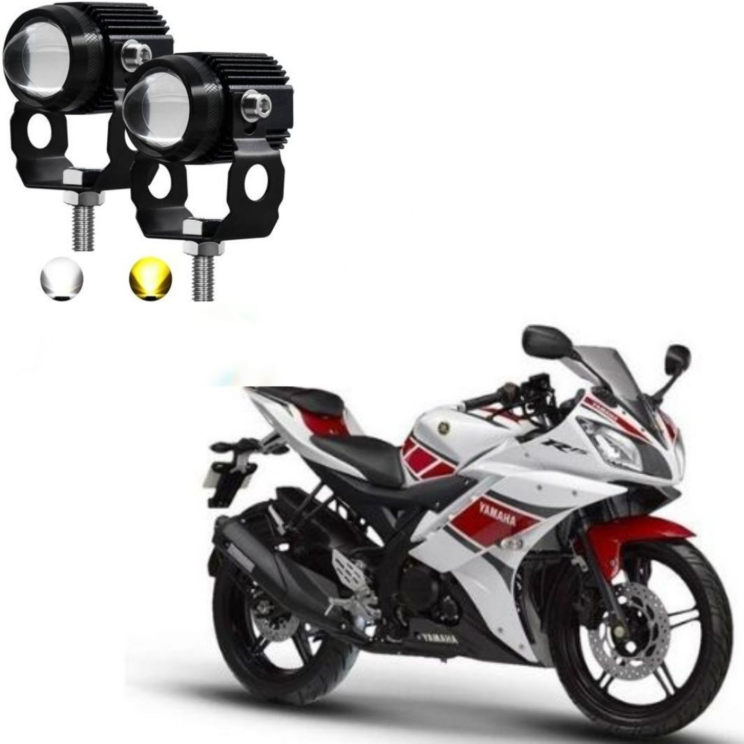 Image of AUTOGARH Universal Dual Mini Driving Fog Light For Yamaha R15 V2 Fog Lamp Motorbike LED for Yamaha (12 V, 18 W)