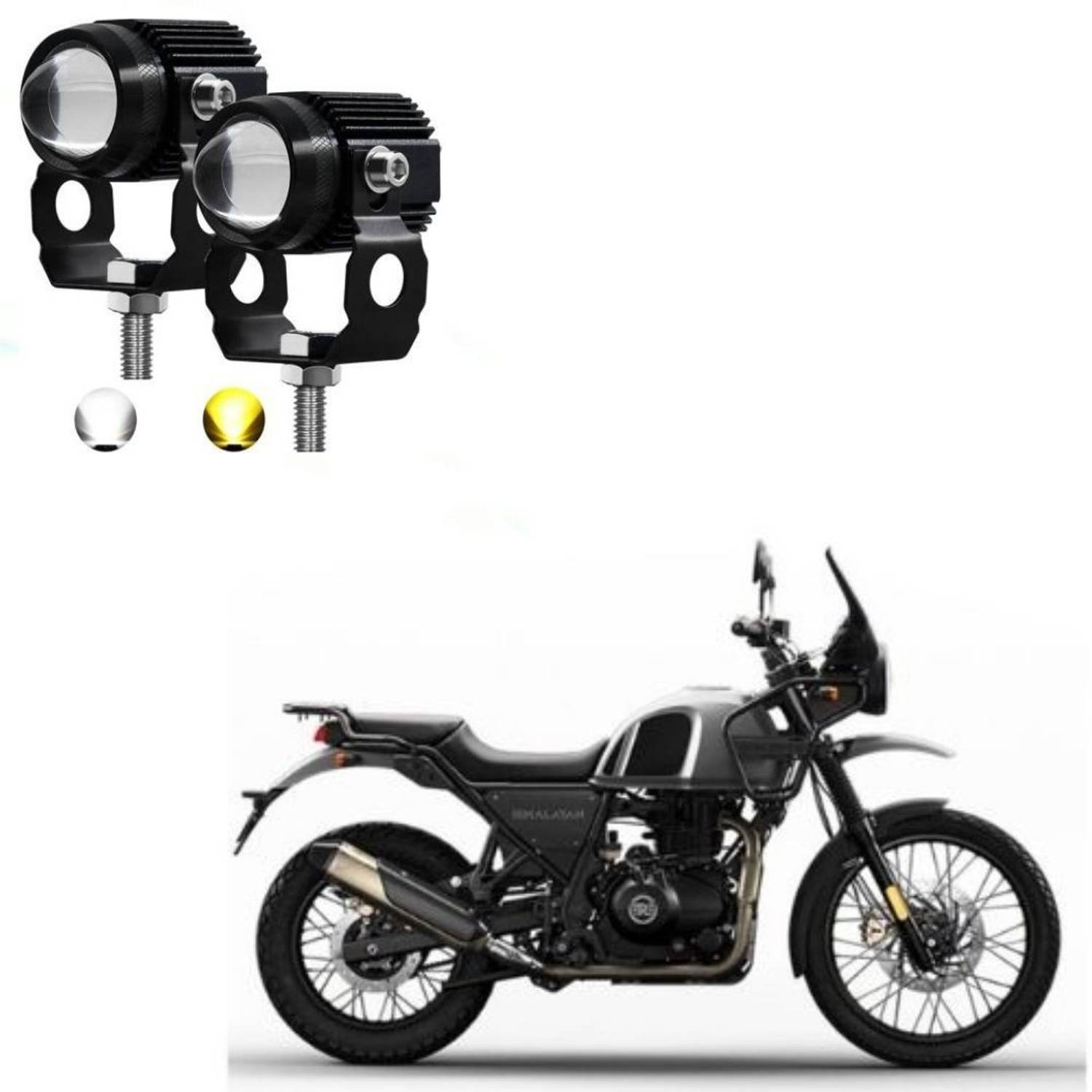 AUTOGARH Universal Dual Mini Driving Fog Light For Royal Enfield himalayan Fog Lamp Motorbike LED for Royal Enfield (12 V, 18 W)