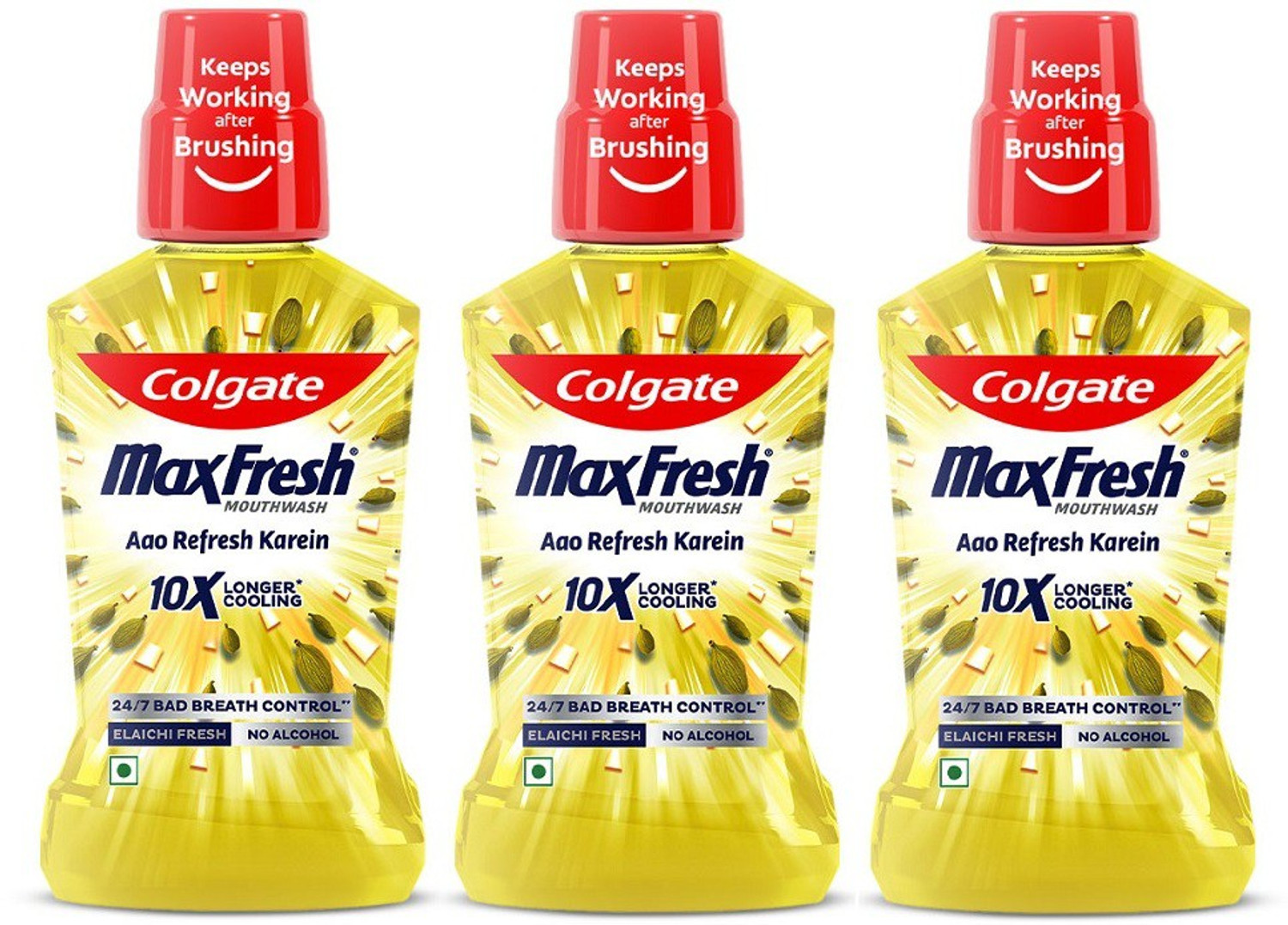 Image of Colgate Maxfresh Plax Mouthwash - Elaichi, 750ml (250ml x 3) (Buy 2 Get 1) - Elaichi