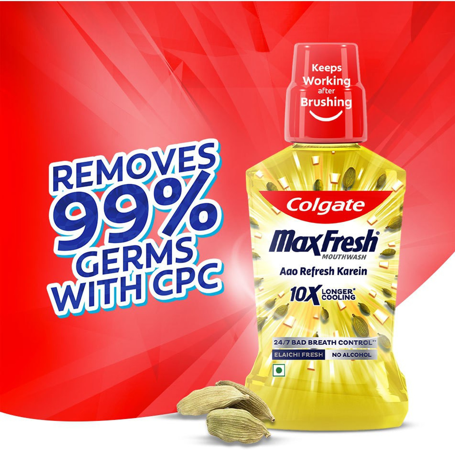 Image of Colgate Maxfresh Plax Mouthwash - Elaichi, 750ml (250ml x 3) (Buy 2 Get 1) - Elaichi