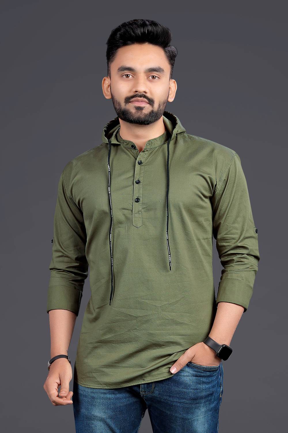 Nofilter Men Regular Fit Washed Ribbed Collar Casual Shirt