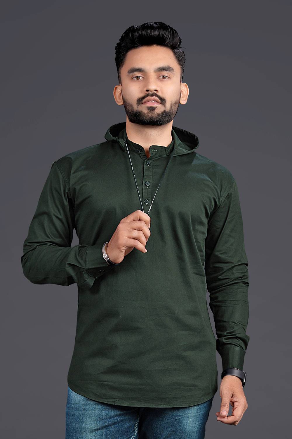 Nofilter Men Regular Fit Washed Ribbed Collar Casual Shirt