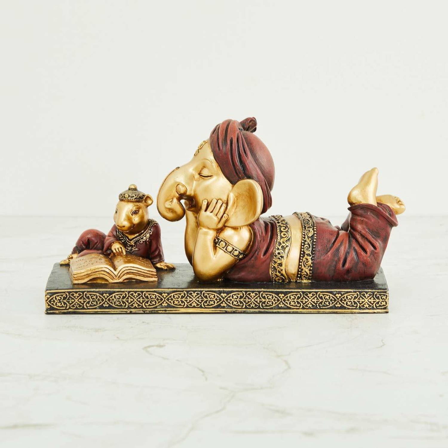 SPLICE Ganesha with Mouse Figurine, Standard, Multicolor Decorative Showpiece - 15 cm