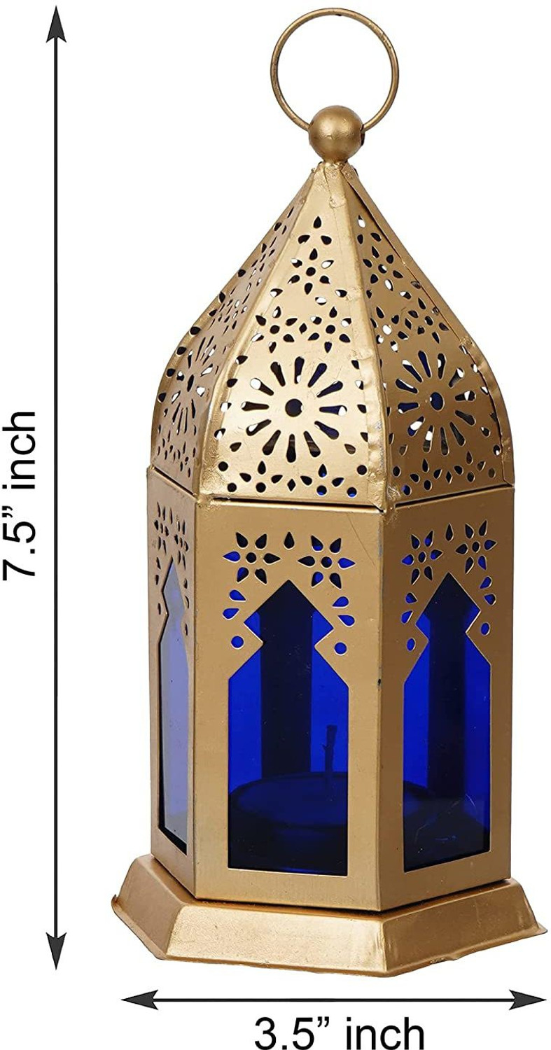 Image of KAAC HANDICRAFTS Premium Moroccan laltern shape Hanging Tealight Iron Candle Holder Set
