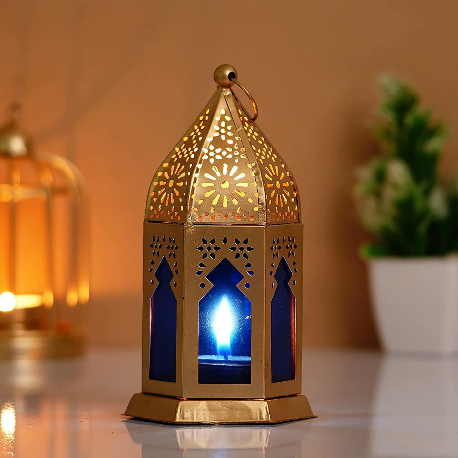 Image of KAAC HANDICRAFTS Premium Moroccan laltern shape Hanging Tealight Iron Candle Holder Set