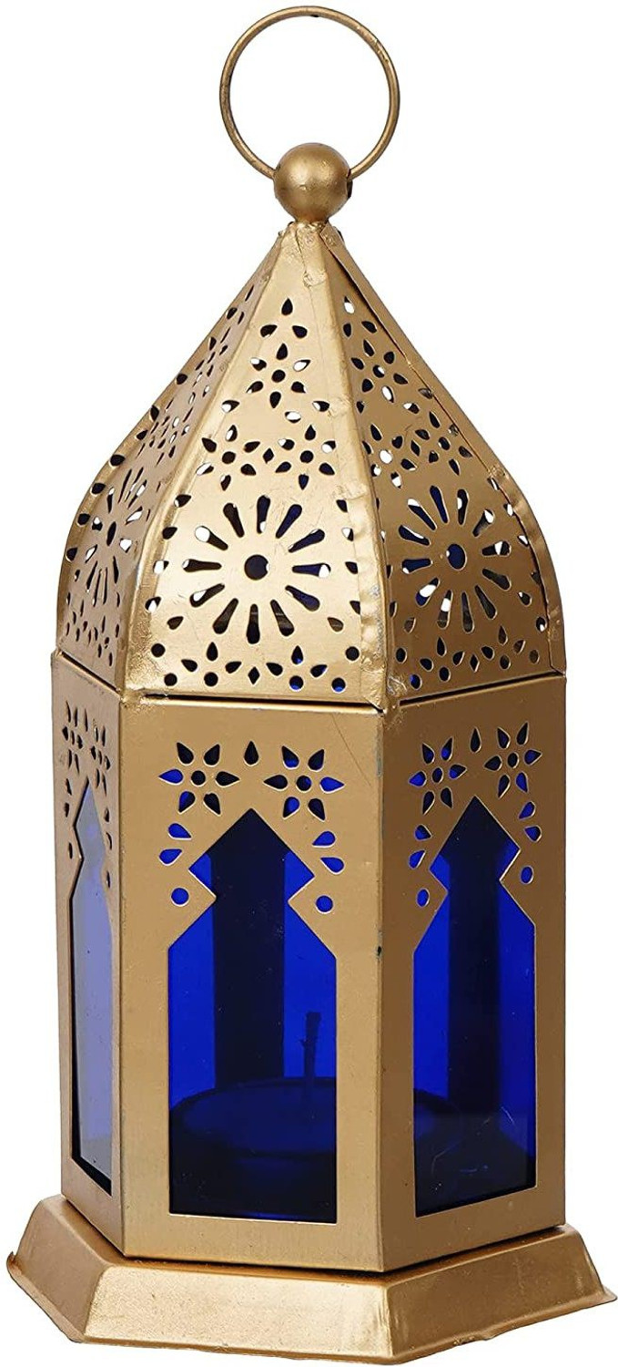 Image of KAAC HANDICRAFTS Premium Moroccan laltern shape Hanging Tealight Iron Candle Holder Set
