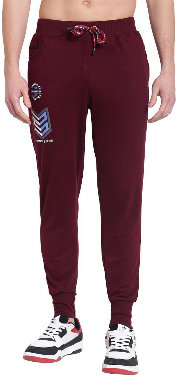 Image of UZARUS Printed Men Maroon Track Pants