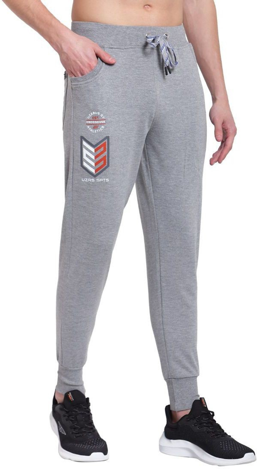 Image of UZARUS Printed Men Grey Track Pants