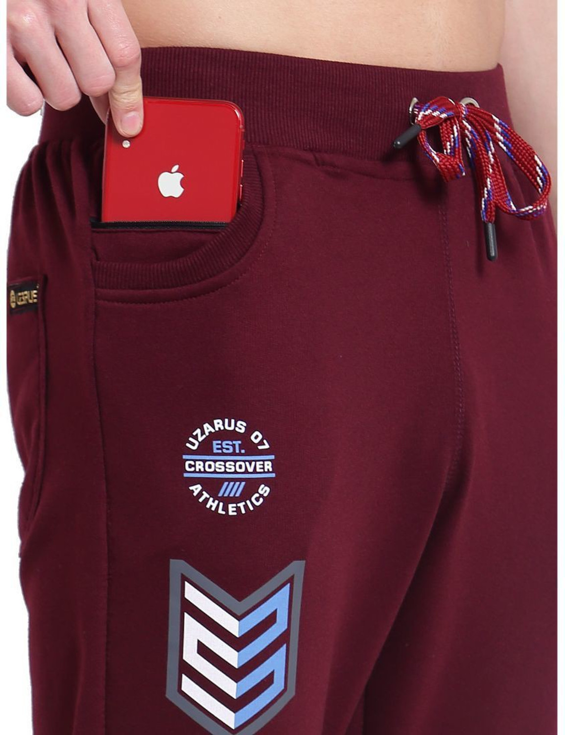 Image of UZARUS Printed Men Maroon Track Pants