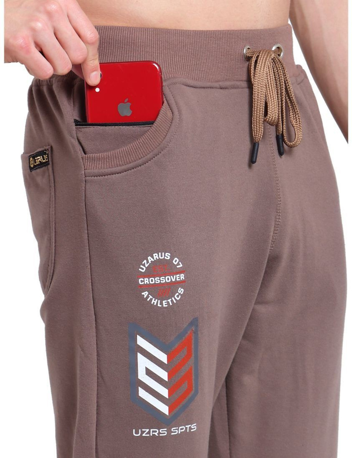 Image of UZARUS Printed Men Brown Track Pants
