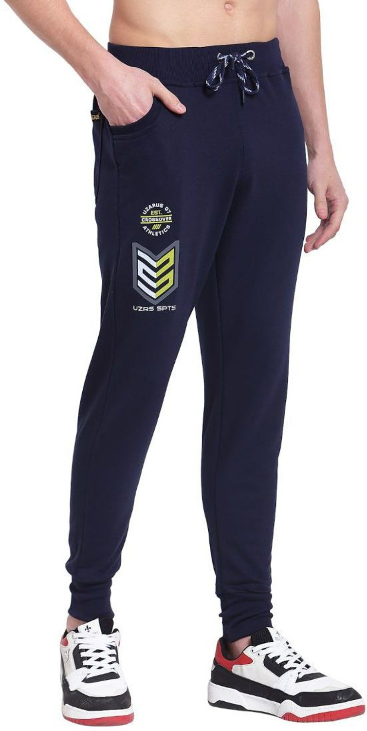 Image of UZARUS Printed Men Dark Blue Track Pants