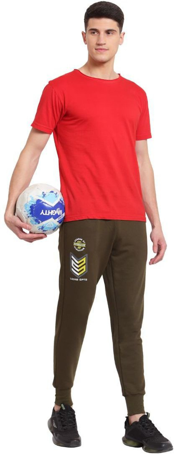 Image of UZARUS Printed Men Green Track Pants