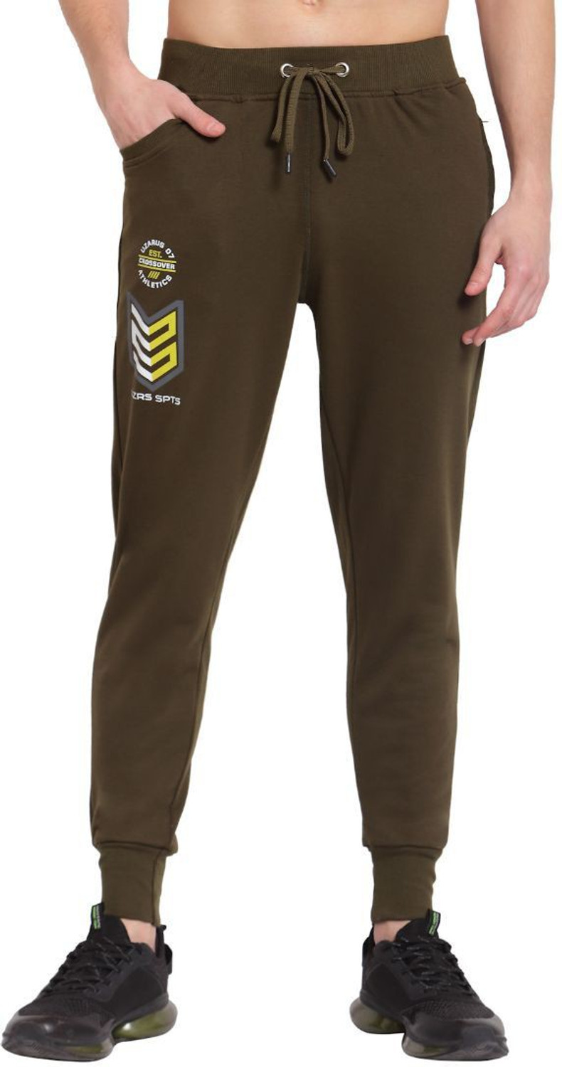 Image of UZARUS Printed Men Green Track Pants