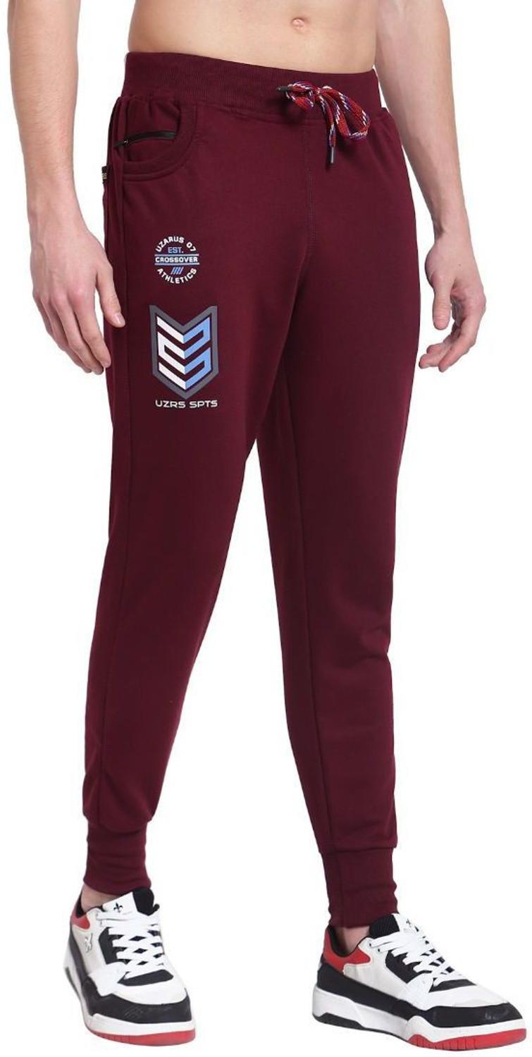 Image of UZARUS Printed Men Maroon Track Pants
