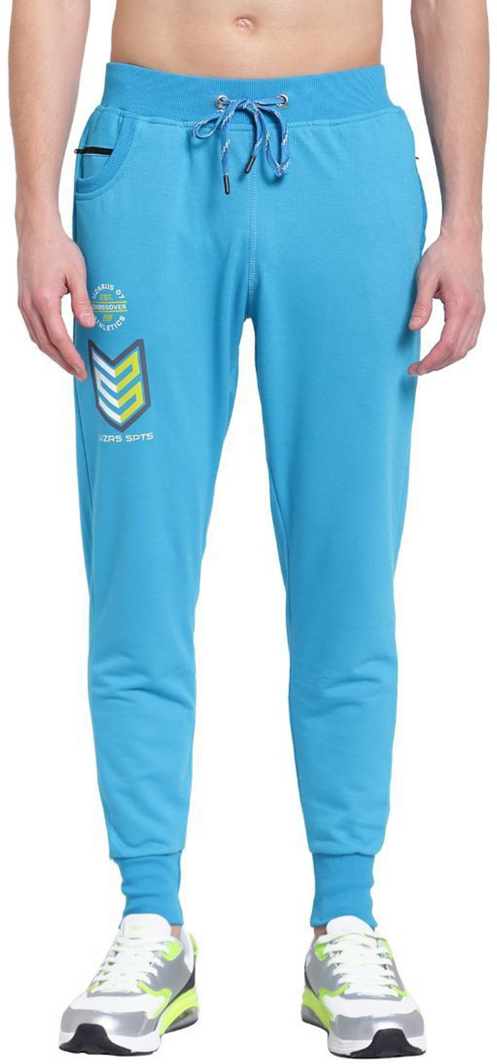 Image of UZARUS Printed Men Blue Track Pants