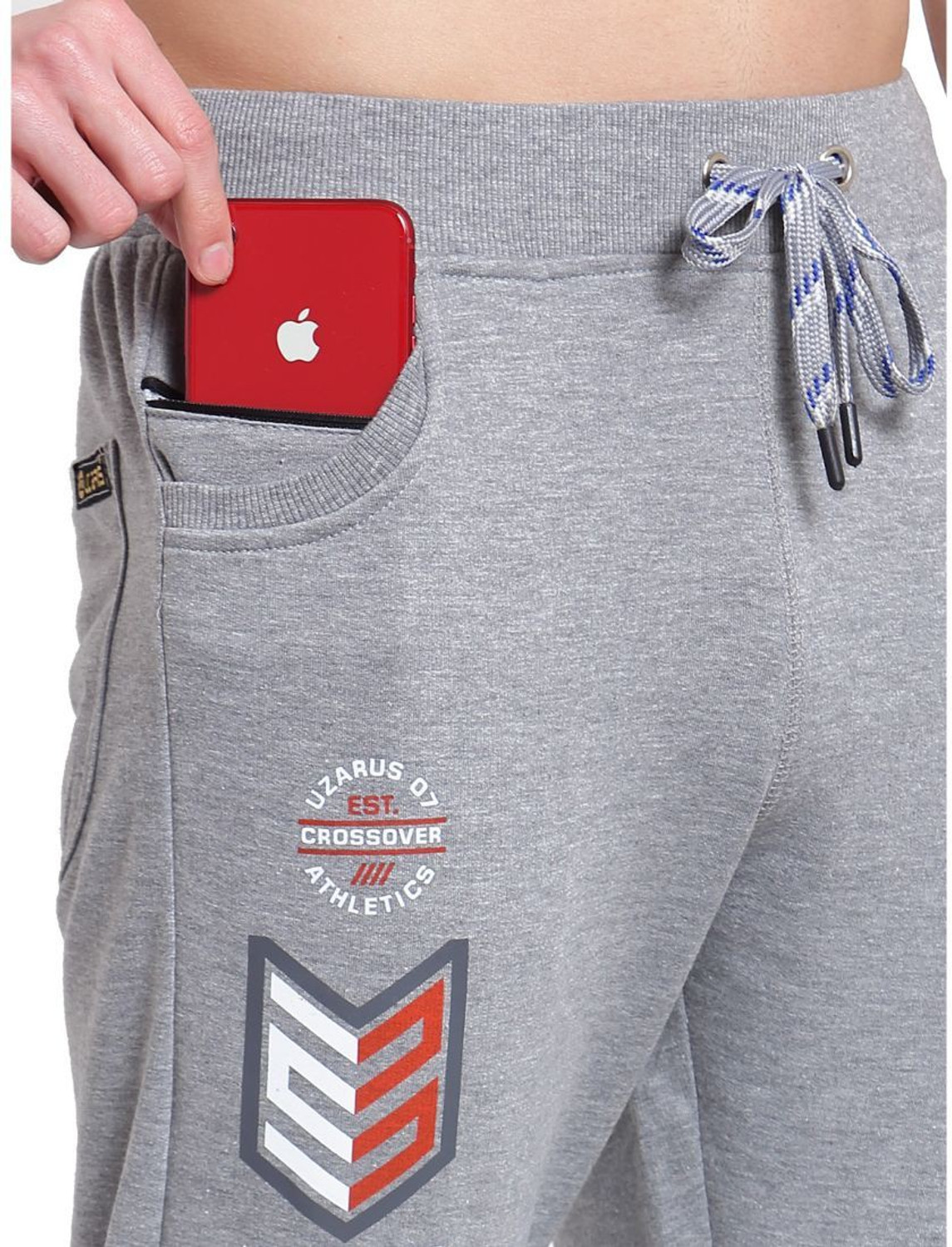 Image of UZARUS Printed Men Grey Track Pants