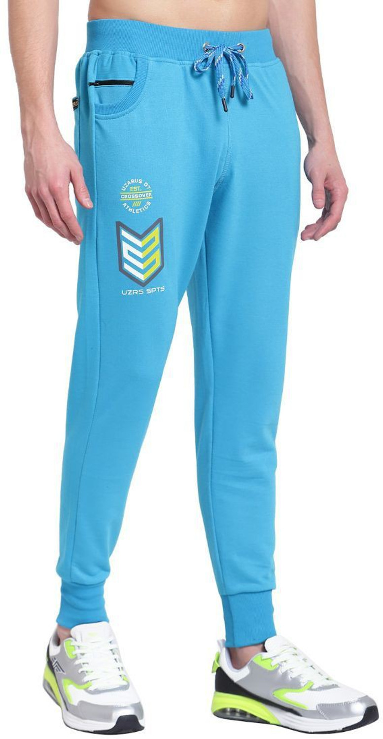 Image of UZARUS Printed Men Blue Track Pants