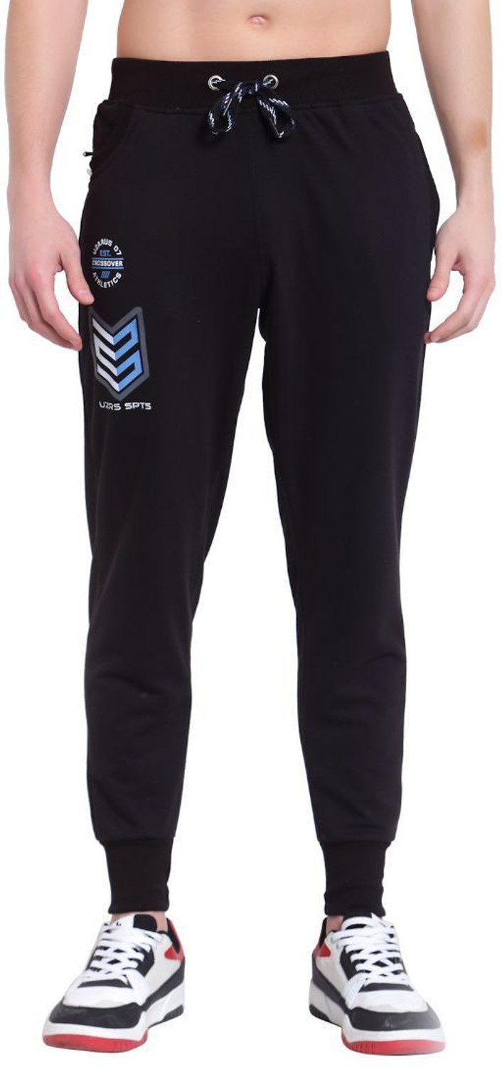 Image of UZARUS Printed Men Black Track Pants