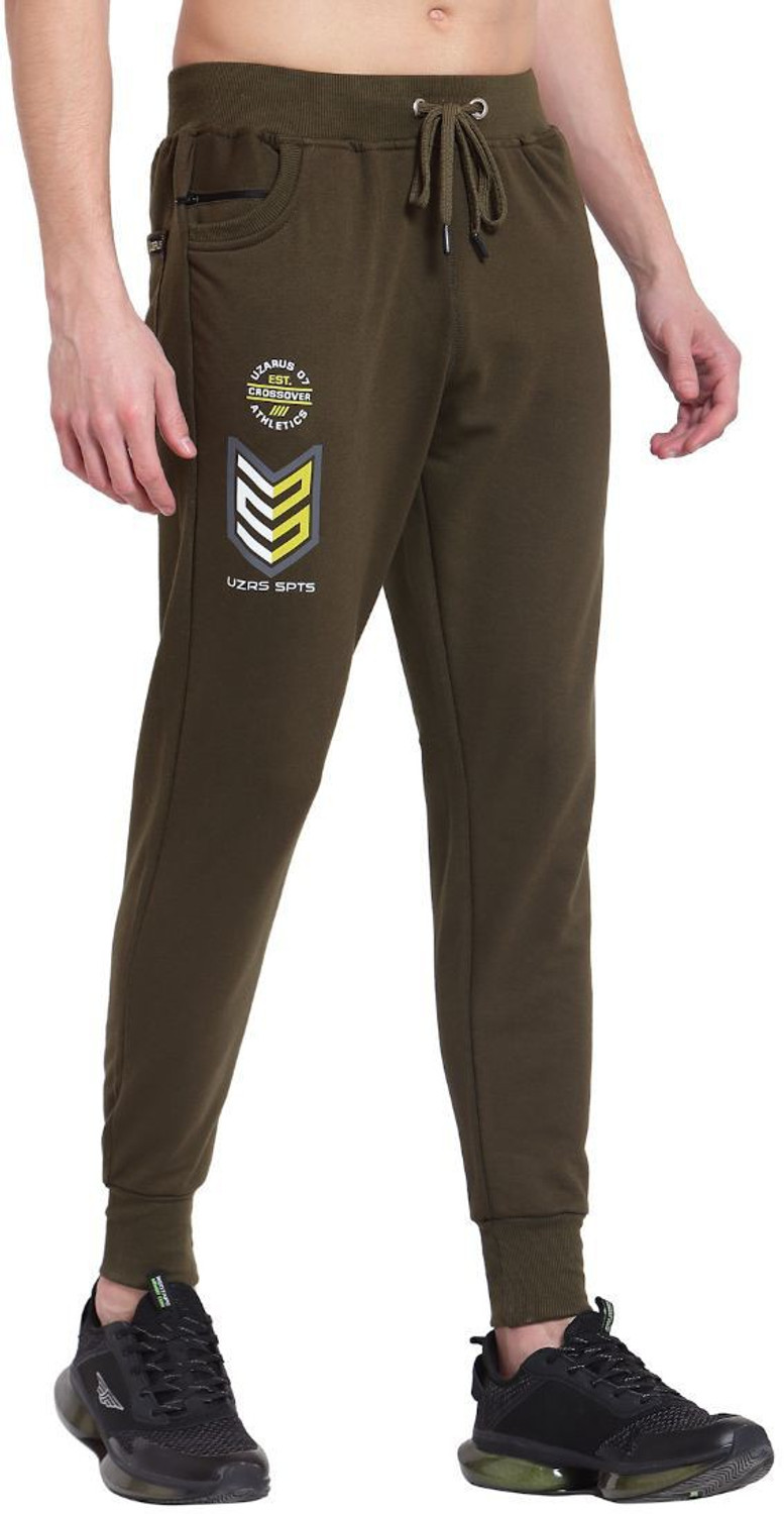 Image of UZARUS Printed Men Green Track Pants