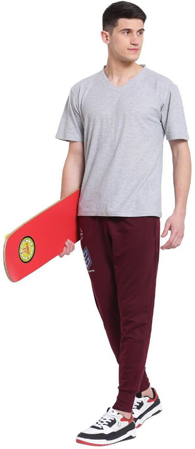 Image of UZARUS Printed Men Maroon Track Pants