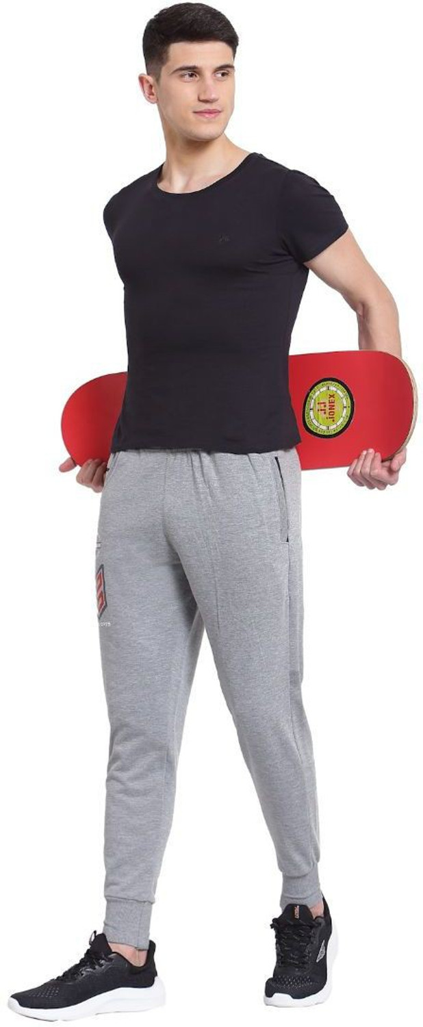 Image of UZARUS Printed Men Grey Track Pants