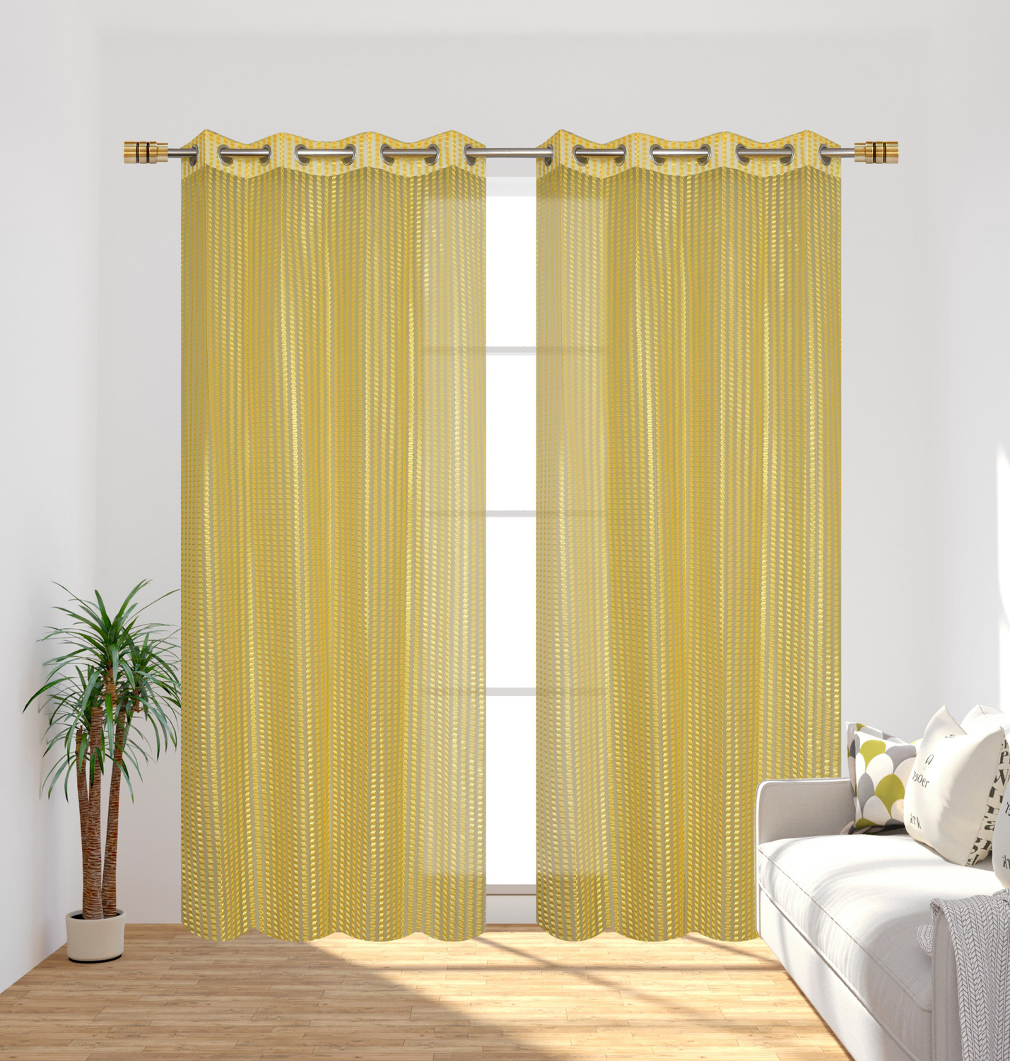 Image of Homefab India 244 cm (8 ft) Long Door Tissue Transparent Curtain (Pack Of 2)