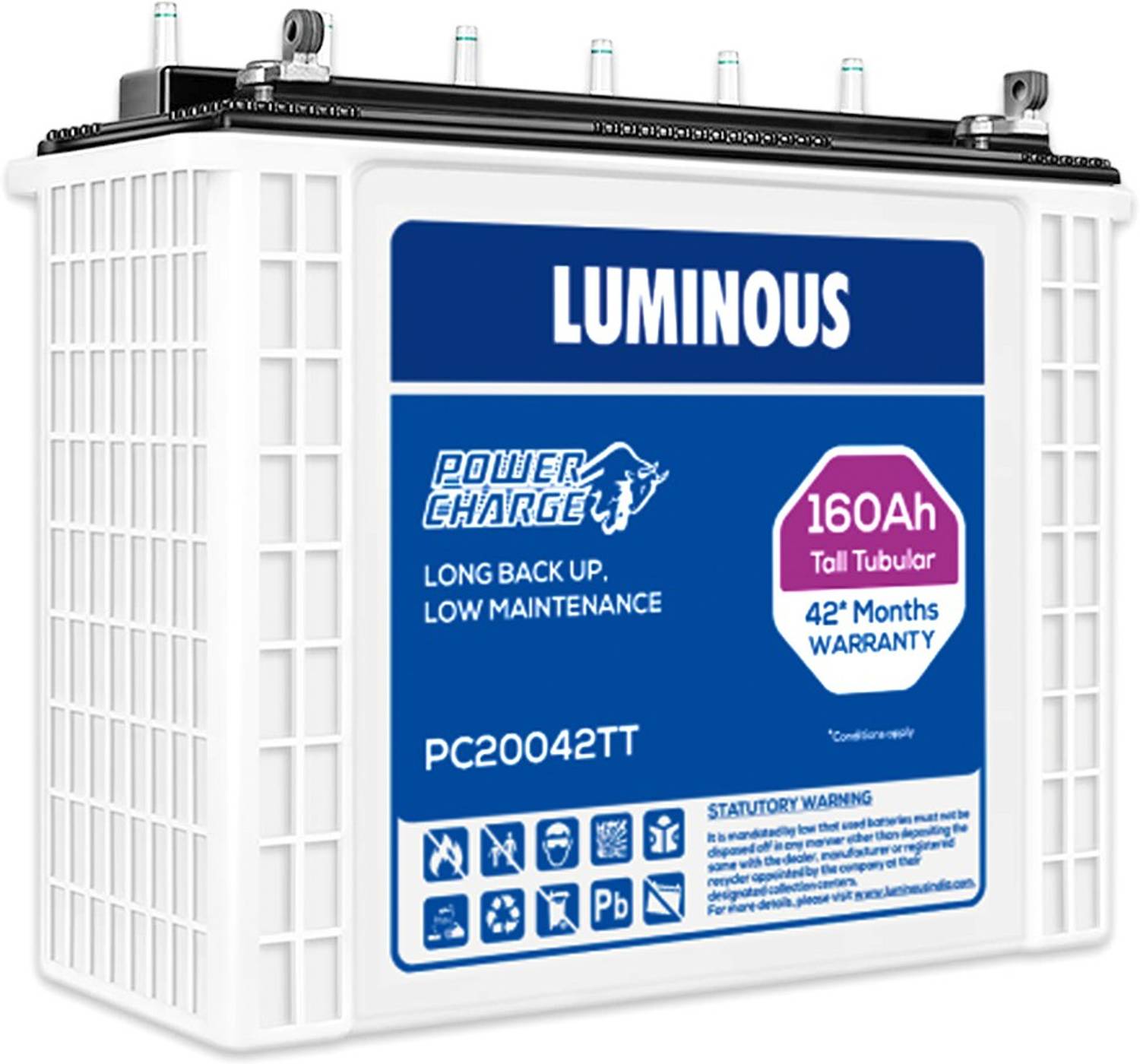 LUMINOUS 42 Months Warranty Tubular Inverter Battery (160 Ah, Pow