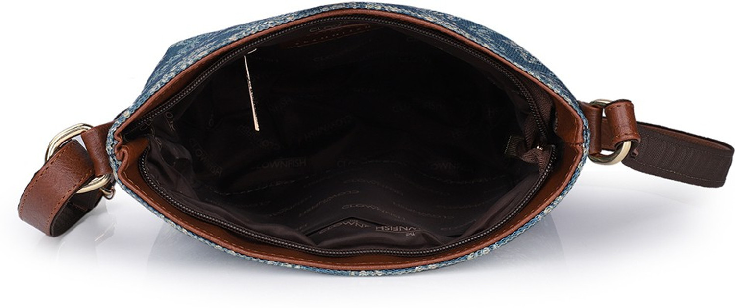 Image of The CLOWNFISH Blue Sling Bag Aahna Polyester Crossbody Sling bag for Women Ladies College Girls (Blue)