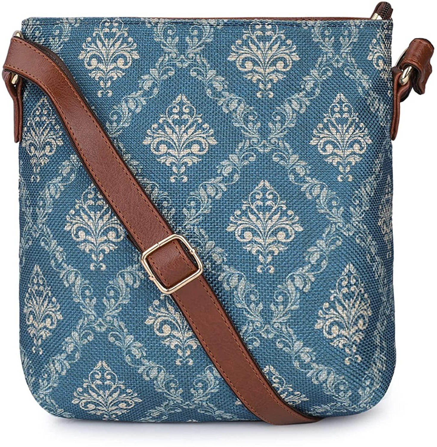 Image of The CLOWNFISH Blue Sling Bag Aahna Polyester Crossbody Sling bag for Women Ladies College Girls (Blue)