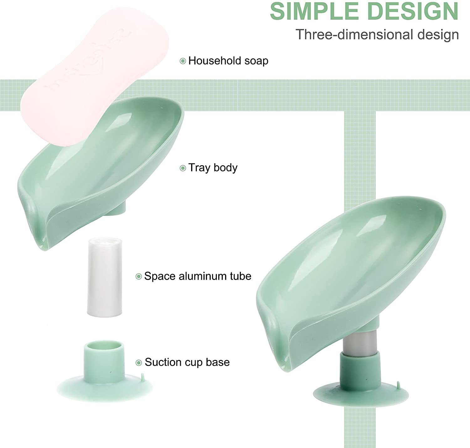 Image of HEYMAK 4 pc Plastic Wall Mounted New Organizer Bathroom Shower Rack,Soap Dish Holder Plastic Wall Shelf