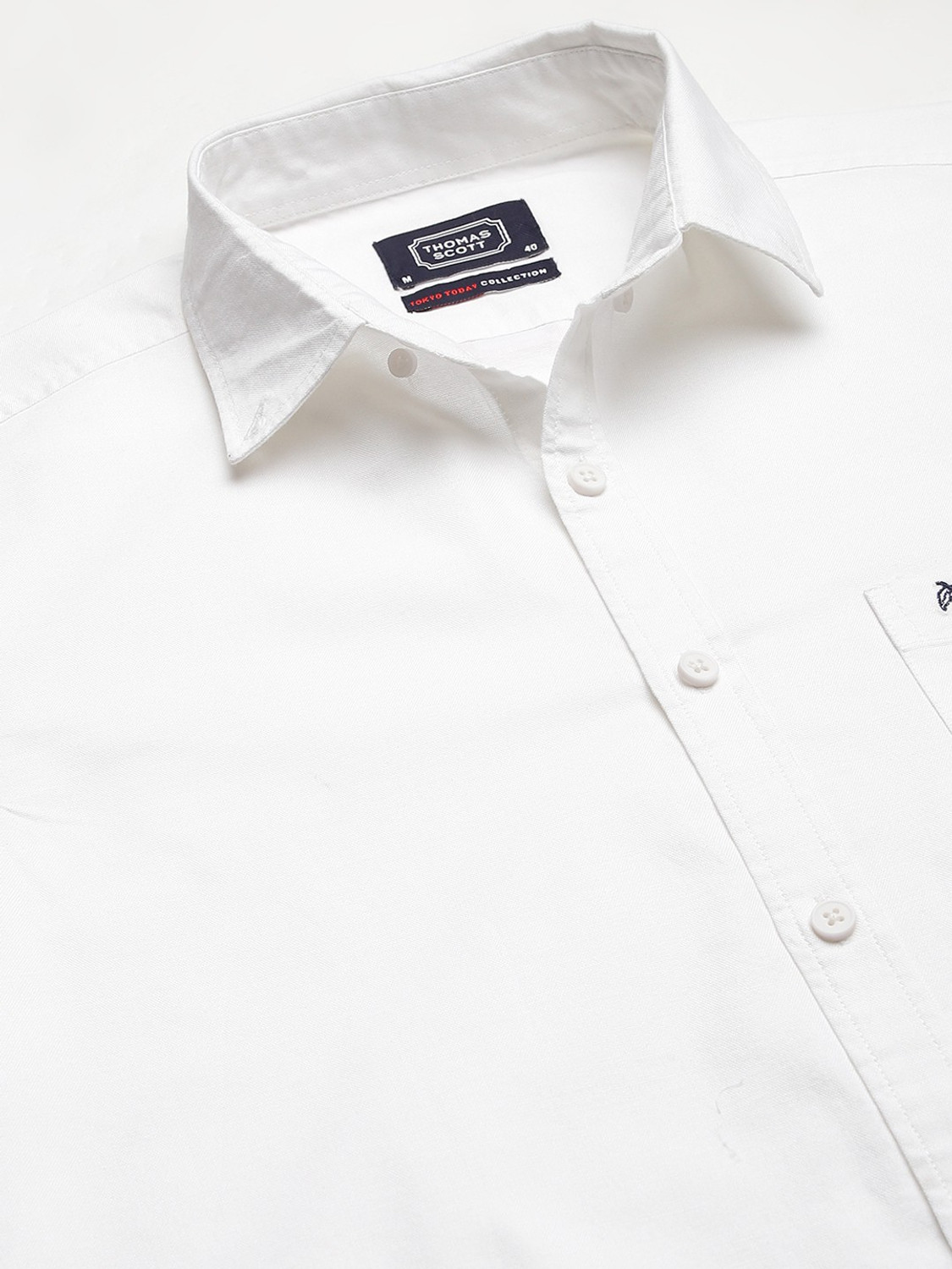 Image of THOMAS SCOTT Men Solid Casual White Shirt