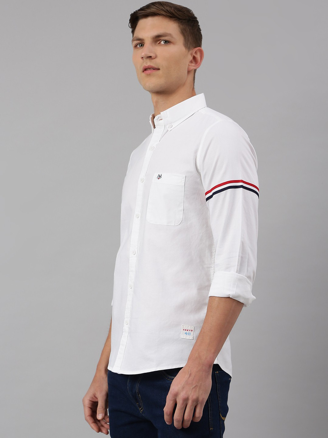 Image of THOMAS SCOTT Men Solid Casual White Shirt