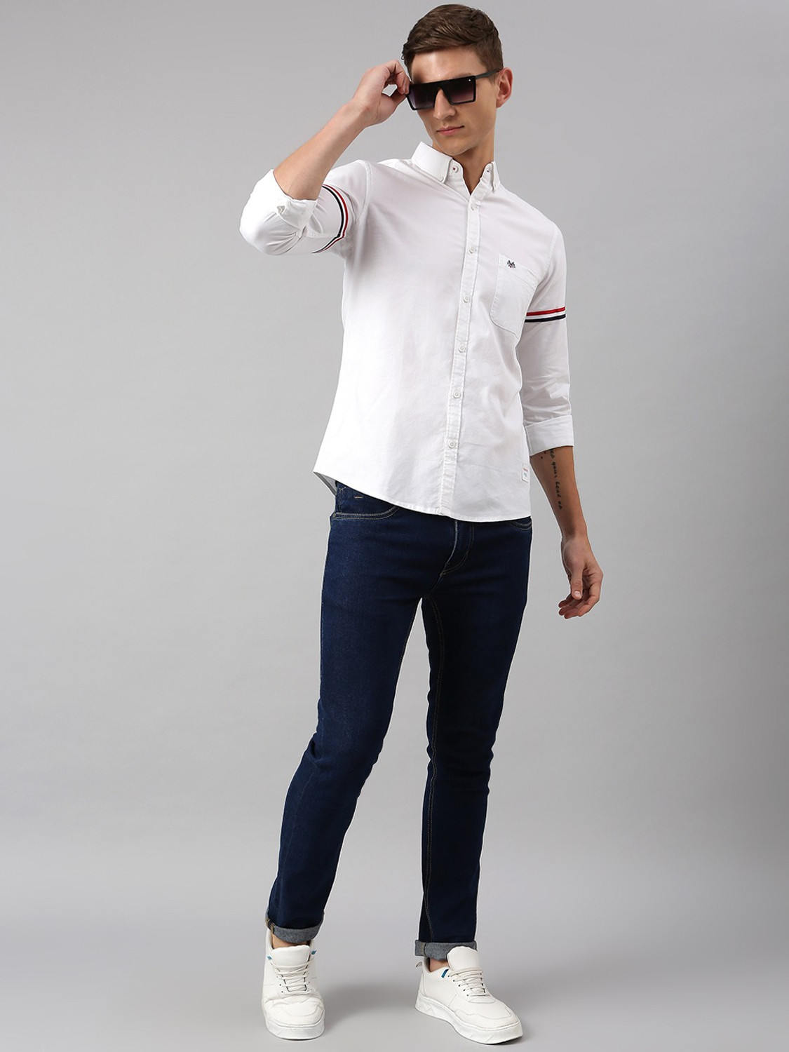 Image of THOMAS SCOTT Men Solid Casual White Shirt