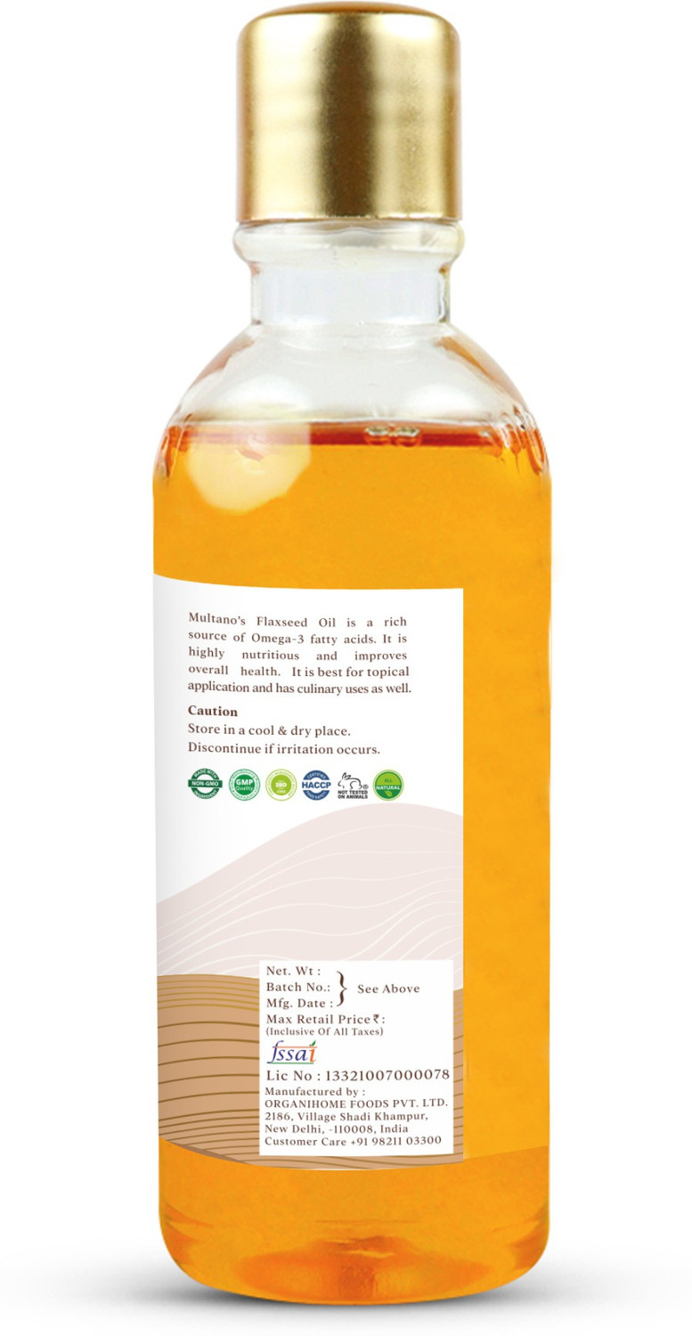 Image of Multano Pro Cold Pressed Flaxseed Oil Pure Undiluted Edible Flaxseed Oil (100ml Pack of 2) Flaxseed Oil
