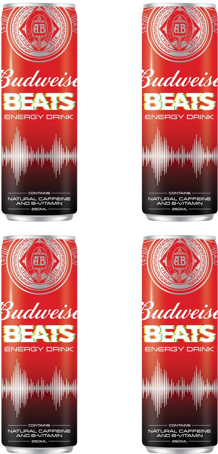 Budweiser Beats Energy Drink 250ml,Pack of 4 Sports Drink