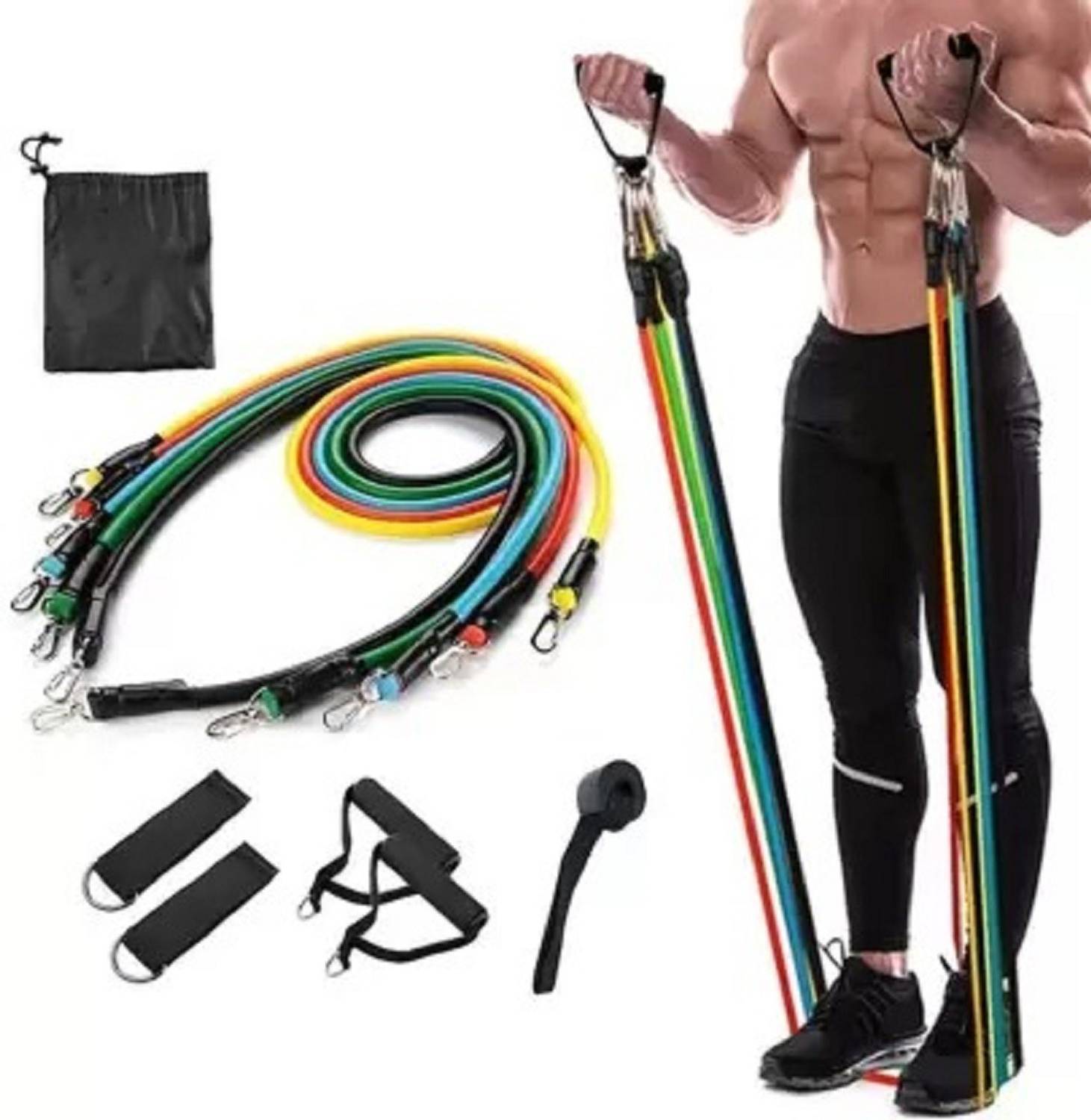 ALORNIKA 11 pc Resistance Band Set in Air Tight Container, Toning & Resistance Tube Resistance Tube