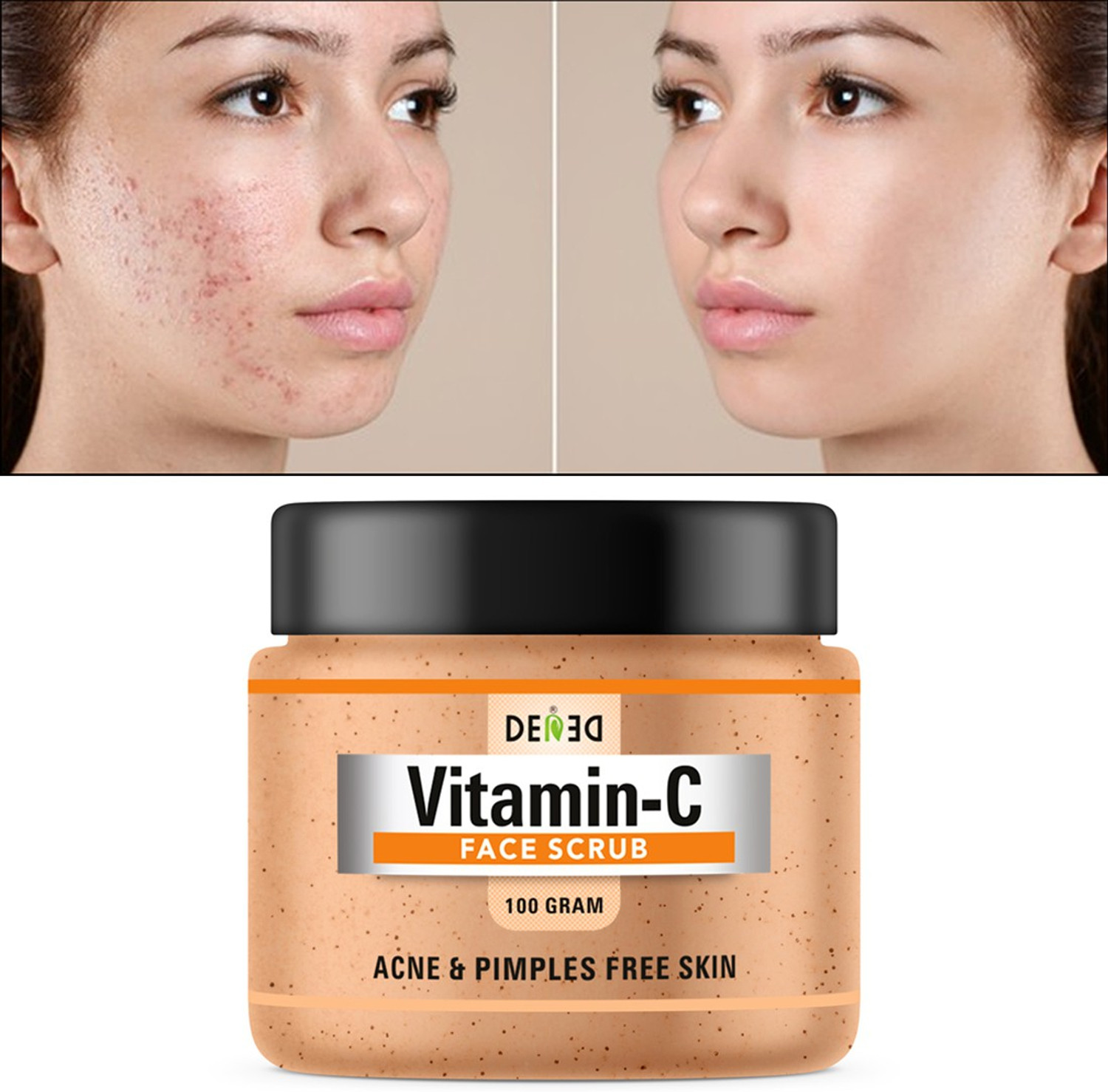 Image of Dened Vitamin C Face Scrub For Tan Removal & Repair Damage Skin (100 g) Scrub