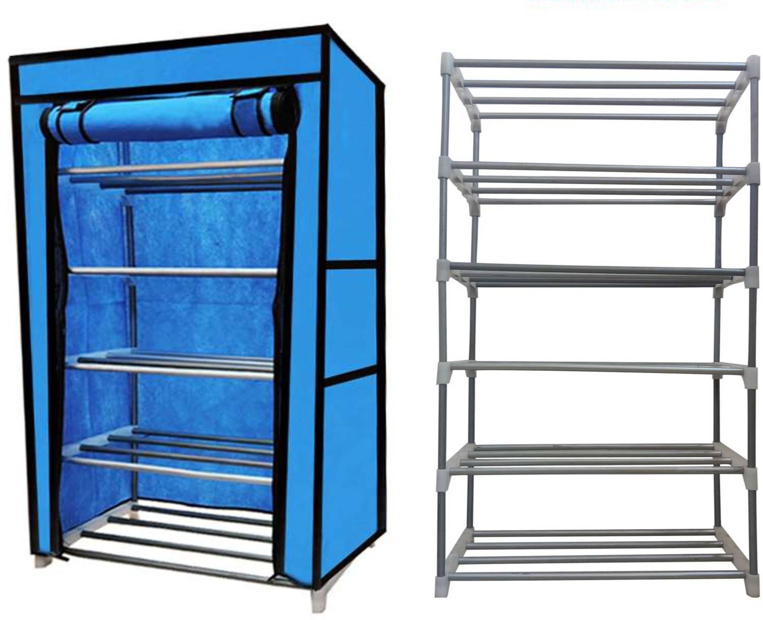 KOnline Metal Shoe Stand (Blue,5Shelves, Metal Shoe Stand