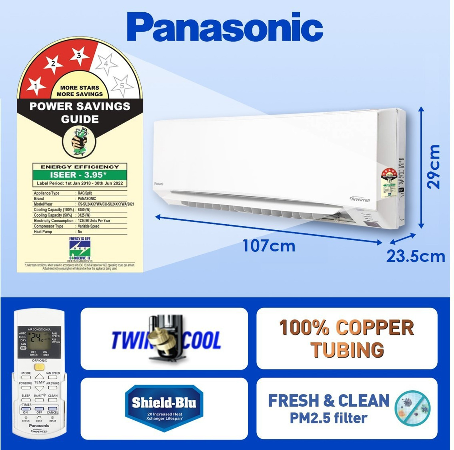 Image of Panasonic 2022 Model 2 Ton 3 Star Split Inverter with Wi-fi AC