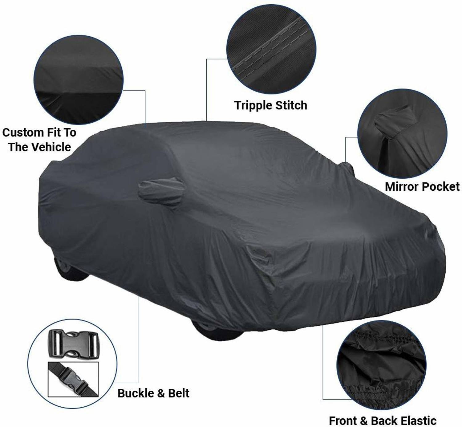 Image of SR CREATION Car Cover For Honda Amaze (With Mirror Pockets)