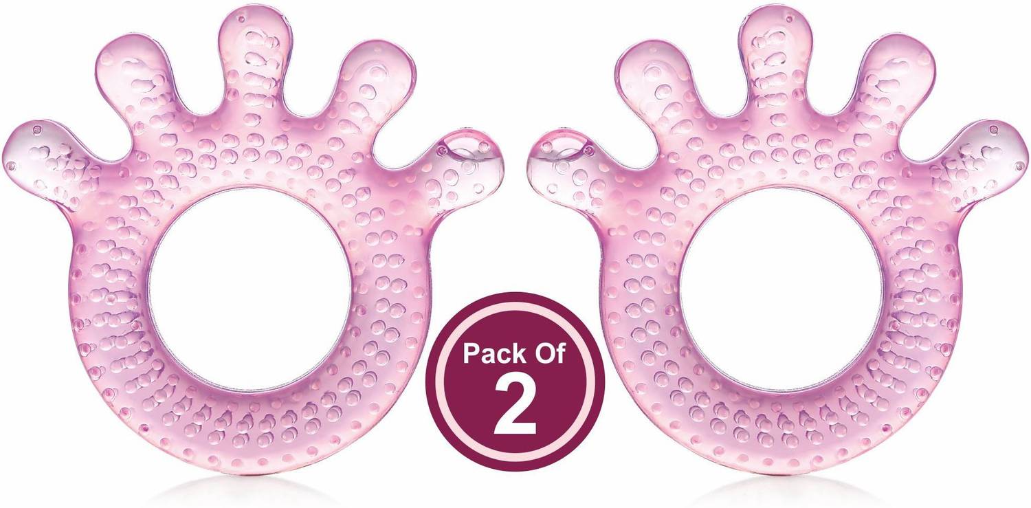 Beebaby Fingers Water Filled Teether with Carry Case, Cooling Teether, 3M+ - Pack of 2 Teether