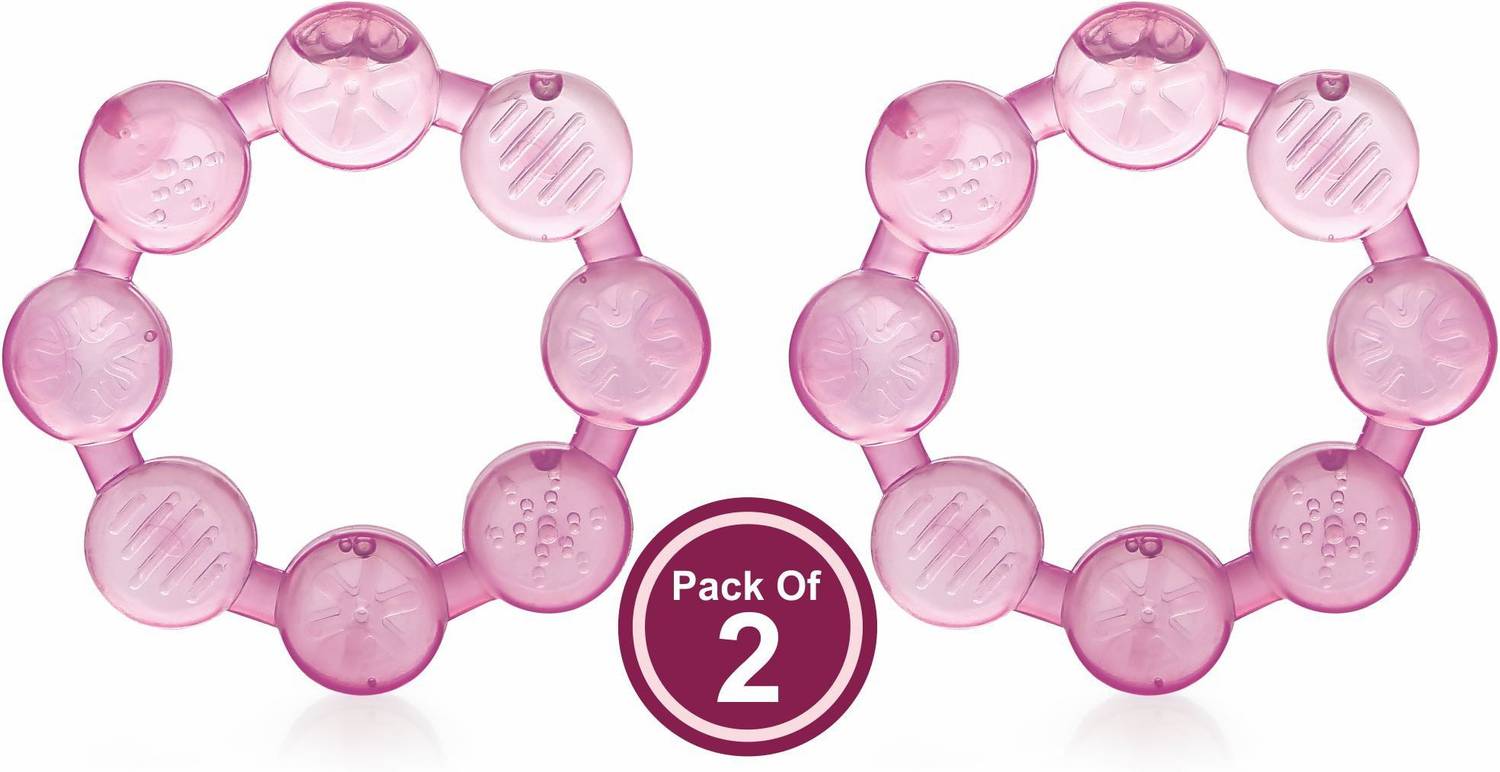 Beebaby Ring Water Filled Teether with Carry Case, Cooling Teether, 3M+ - Pack of 2 Teether