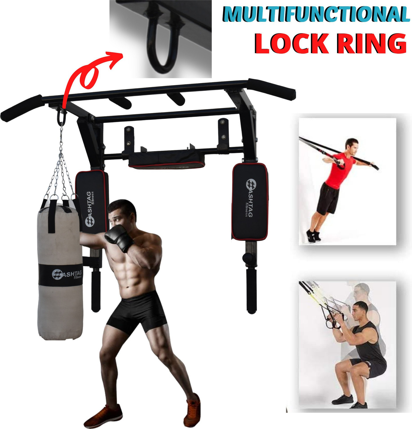 Image of HASHTAG FITNESS gym equipments 3in1 pull up bar training for men Push-up Bar