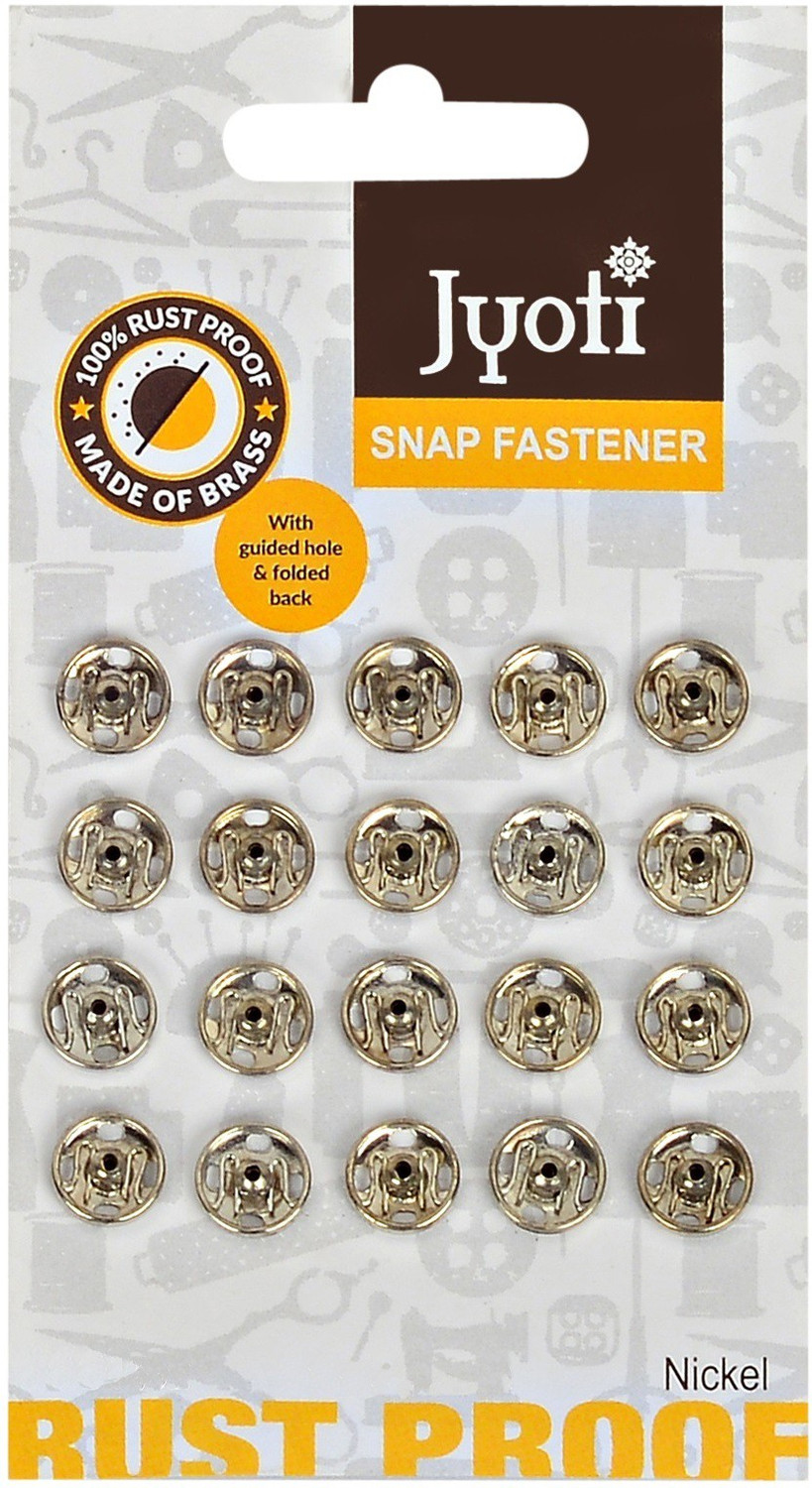 Image of Jyoti Snap Fastener (20 Sets of Size 0 / 7mm of Brass Material in Nickel Finish) Brass Buttons