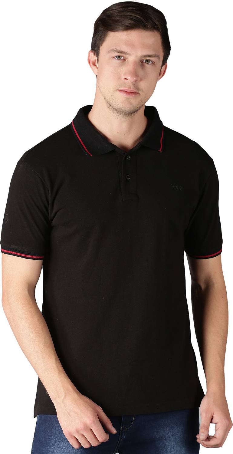 Y.O.U - Youth Original Unique Men Solid Polo Neck Pure Cotton Bla