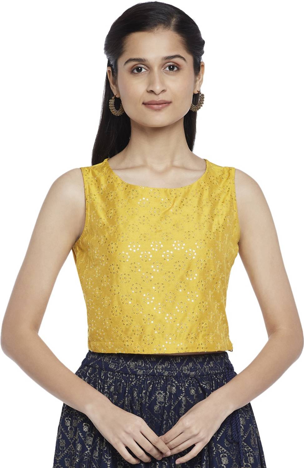Akkriti by Pantaloons Party Embellished Women Yellow Top
