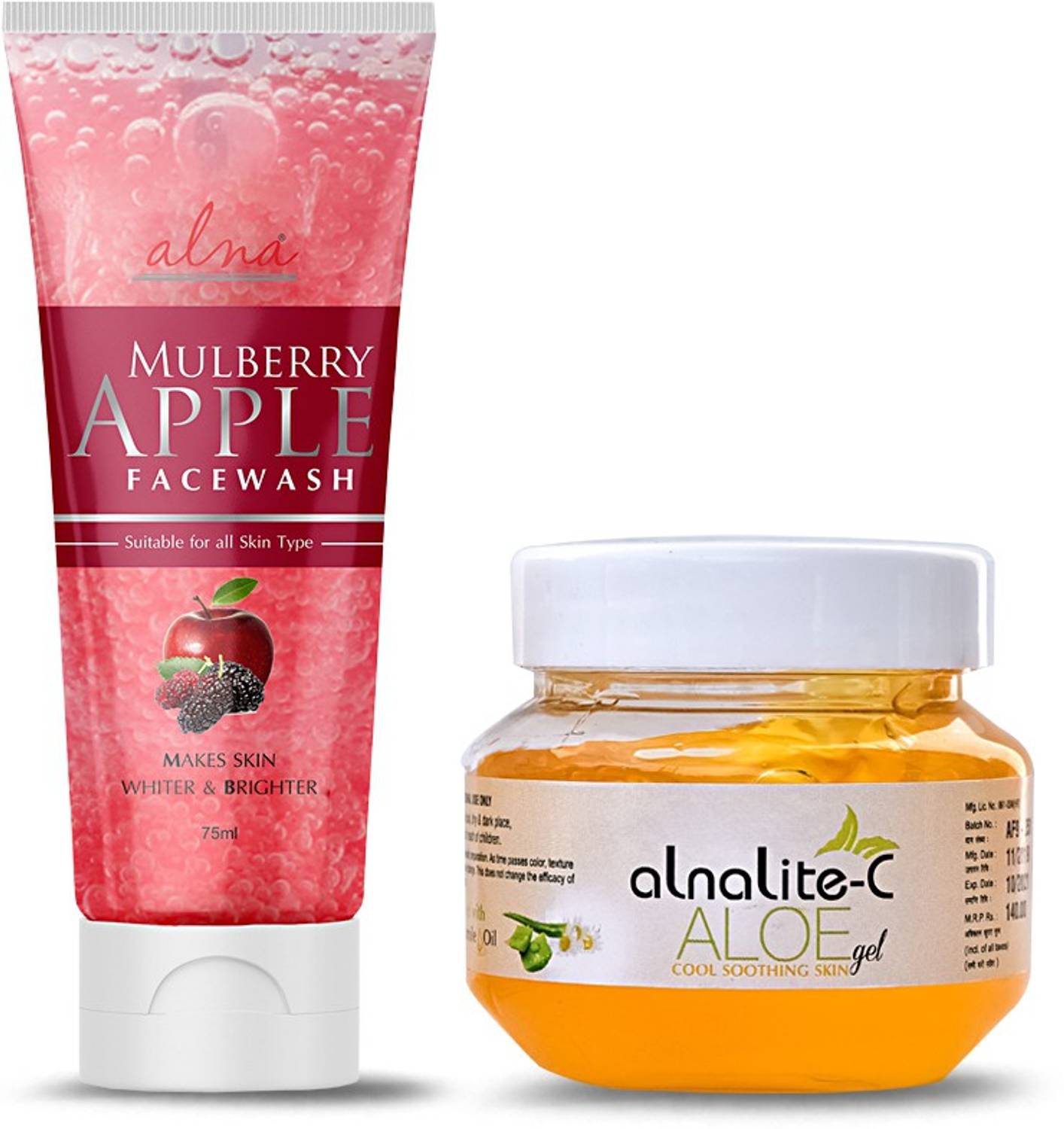 Alna Care Mu Face wash With Alna lite-C Aloe vera Face Gel Cooling Soothing Gel | Skin care Combo