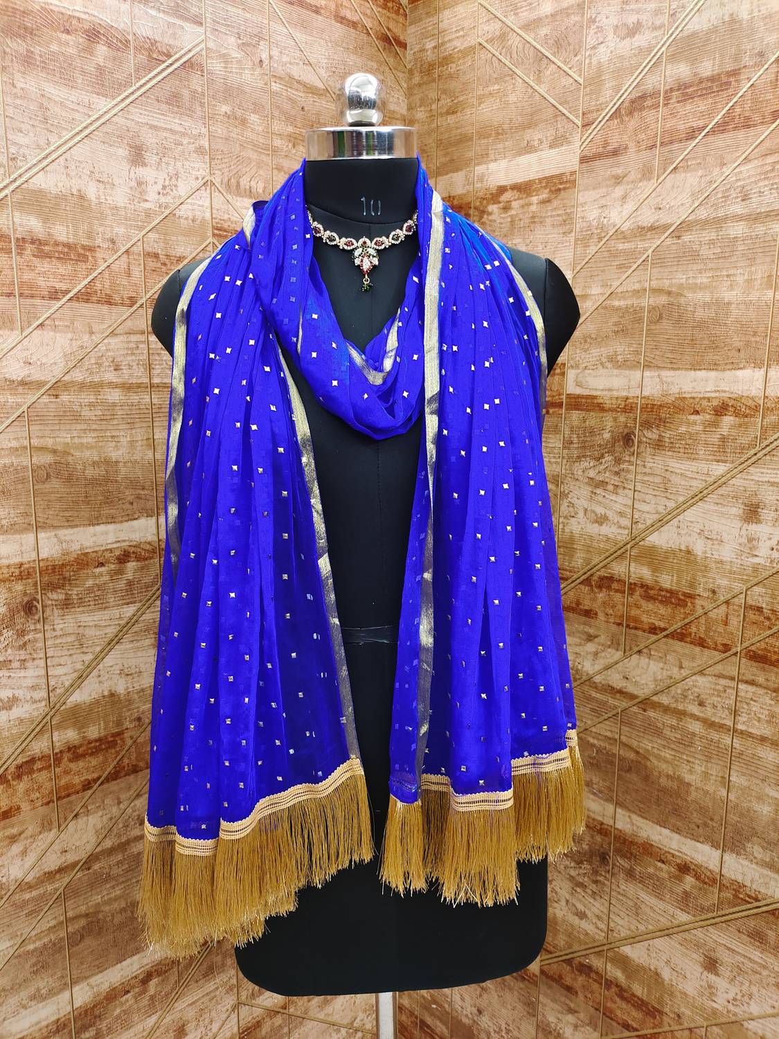 Parmila Fashion Chiffon Embellished Blue Women Dupatta