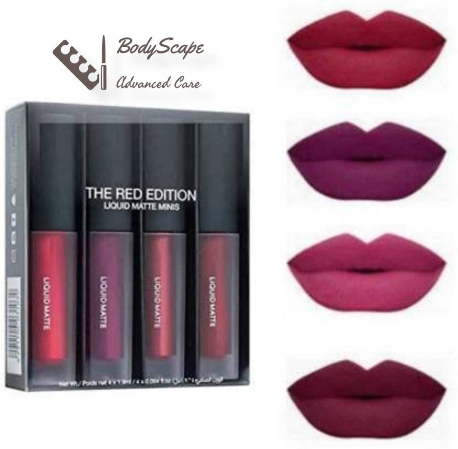 Bodyscape Enrich Sensational Matte Mini Lipstick Set 4 Pieces (RED EDITION)